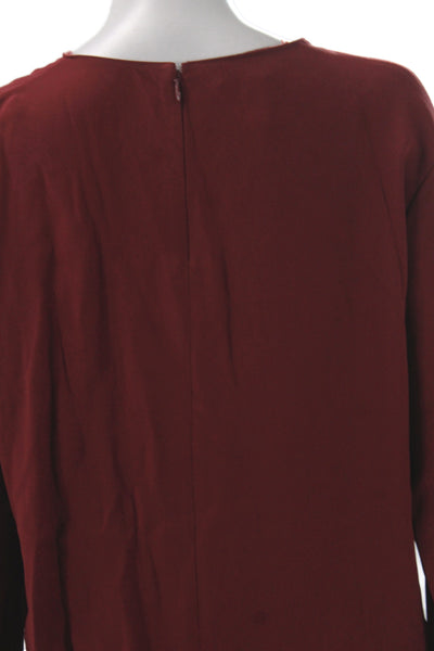 Stella McCartney Women Red Tunic Blouse Long Sleeve Round Neck Zip Size 44