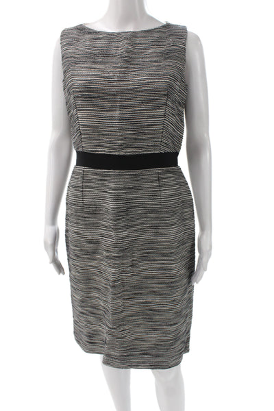 Christian Dior Women Sheath Black Boat Neck Sleeveless Knee Length Dress Size L