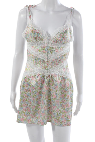 For Love & Lemons Womens Floral Mini V-Neck Sleeveless Dress Multicolor Size S