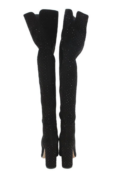Gianvito Rossi Womens Embellished Pointed Toe Knee High Boots Black Size 38 8