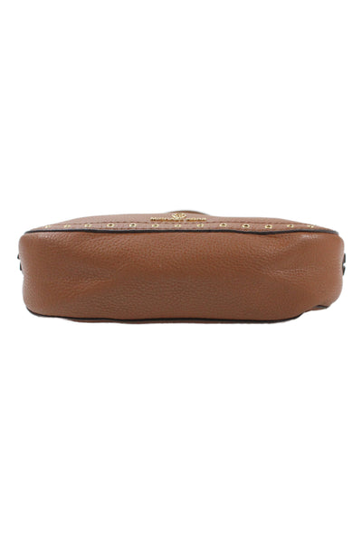 Michael Kors Womens Camden Small Studded Leather Pouchette Handbag Brown