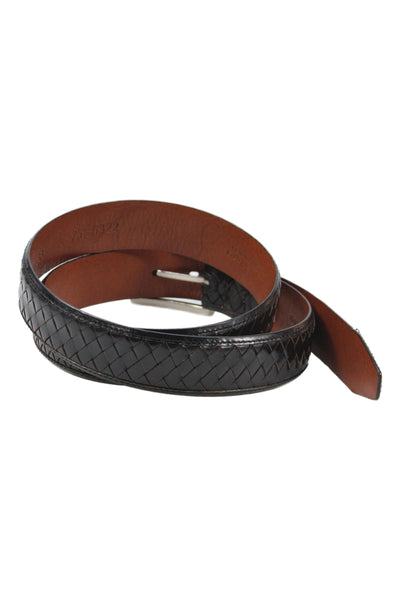 Johnston & Murphy Mens Leather Woven Belt Black Size 38
