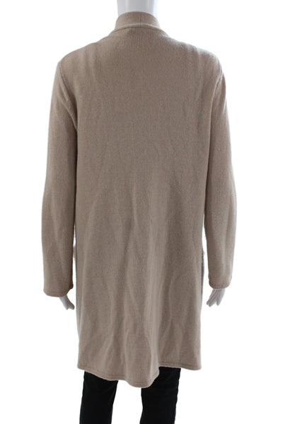 Jenni Kayne Women Cardigan 100% Cashmere V-Neck Beige Long Sleeve Size M