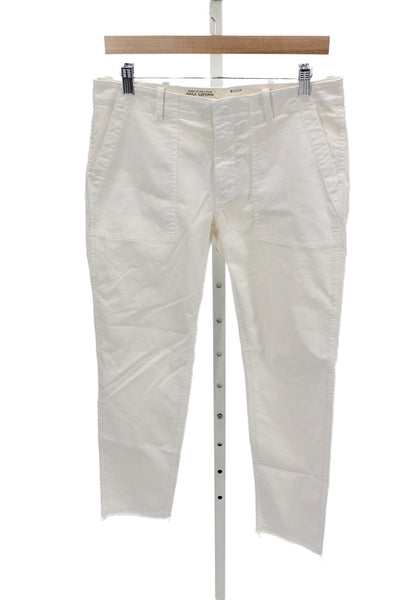 Nili Lotan Womens Chino Pants White Mid Rise Button Fly 98% Cotton Size 6