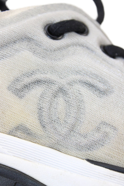Chanel Womens Light Mesh Logo Low Top Lace Up Sneakers White Black Size 36 6