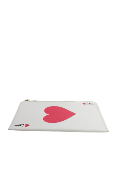 Kate Spade New York Womens Place Your Bets Ace of Hearts Wristlet White Red