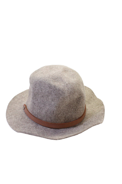 Rag & Bone Women's Leather Trim  Felt Fedora Hat Beige Size S
