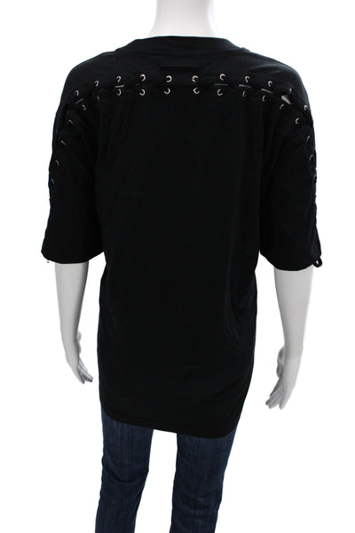Jean Paul Gaultier Women Black Cotton Jersey Tee Crewneck Size M