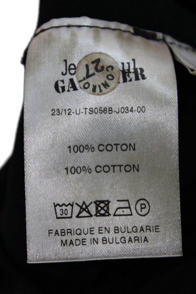 Jean Paul Gaultier Women Black Cotton Jersey Tee Crewneck Size M