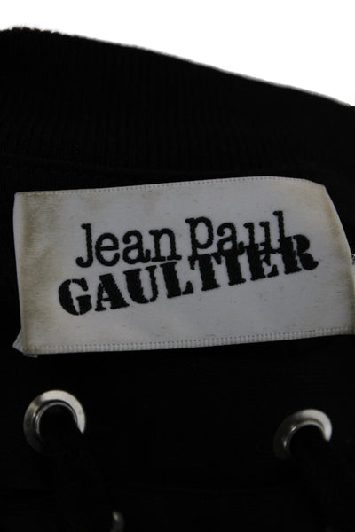 Jean Paul Gaultier Women Black Cotton Jersey Tee Crewneck Size M