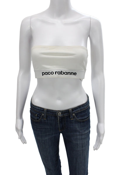 Paco Rabanne Women Cropped Off the Shoulder Sleeveless T-Shirt White Size M