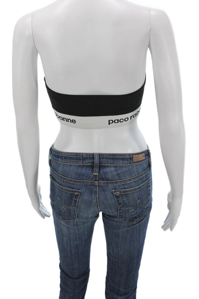 Paco Rabanne Women Off Shoulder Cropped Tank Black Viscose Size M