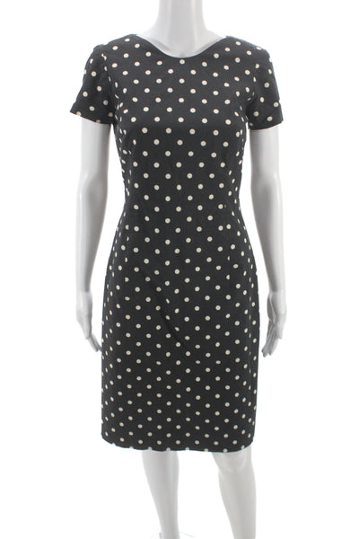 Carolina Herrera Women Black Sheath Dress Boat Neck Short Sleeve Size 6