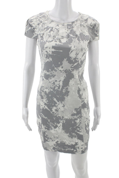 Michael Kors Women Sheath Dress Gray Rayon Short Sleeve Knee Length Zip Size 2