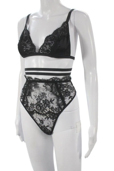 Dolce & Gabbana Womens Embroidered Floral Lingerie Set Black Size M
