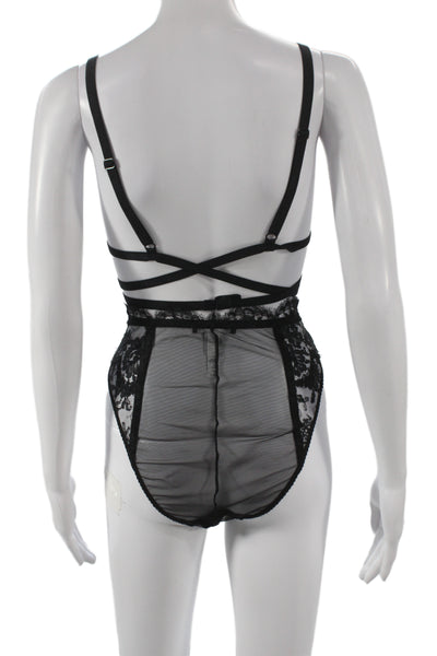 Dolce & Gabbana Womens Embroidered Floral Lingerie Set Black Size M