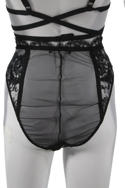 Dolce & Gabbana Womens Embroidered Floral Lingerie Set Black Size M