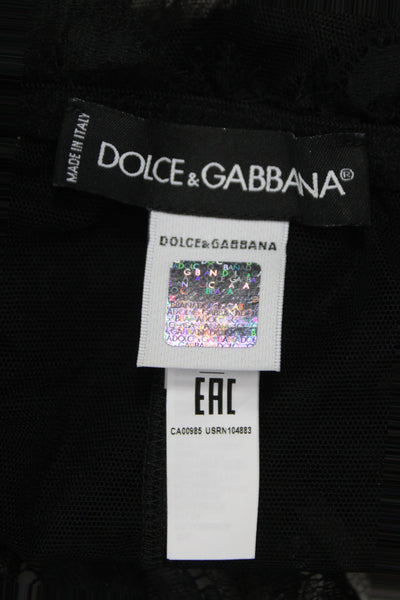 Dolce & Gabbana Womens Embroidered Floral Lingerie Set Black Size M