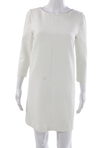 Alice + Olivia Women Shift Dress White Knee Length 3/4 Sleeve Boat Neck Size 4