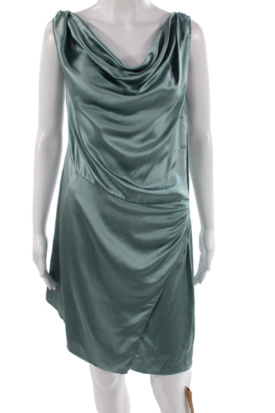 Reformation Women Slip Dress Green Silk Cowl Neck Short Cocktail Size 12