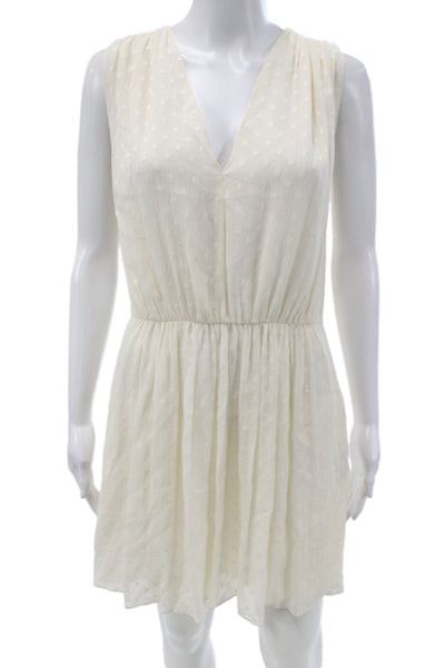 Burberry Brit Women Mini Dress Ivory V-Neck Sleeveless Silk Size 6