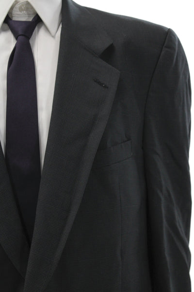 Burberry Mens Houndstooth Wool Coat Black Size L