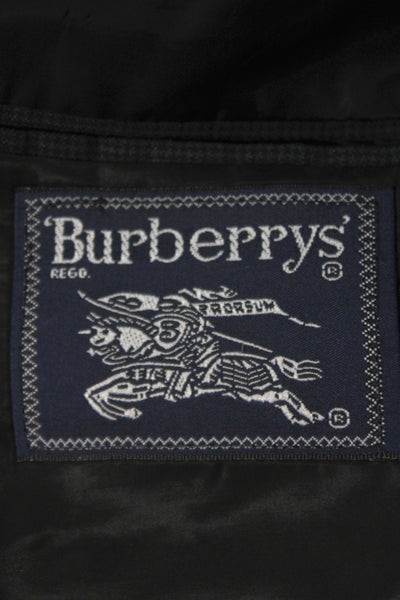 Burberry Mens Houndstooth Wool Coat Black Size L