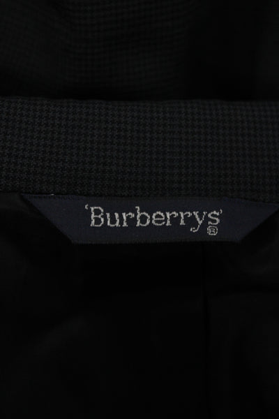 Burberry Mens Houndstooth Wool Coat Black Size L