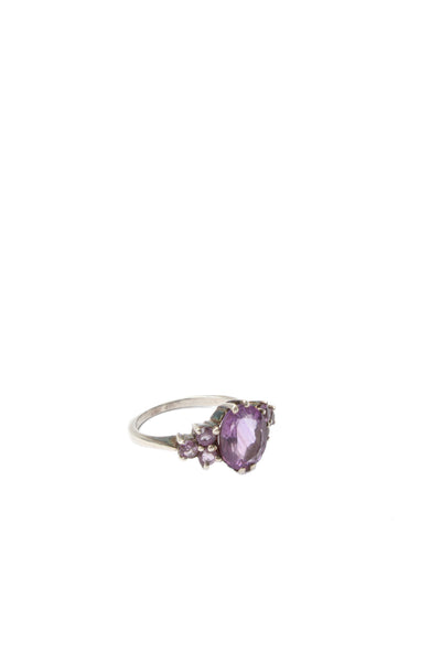 Designer Womens 925 Silver Amethyst Cocktail Ring Sz 8.75 4g
