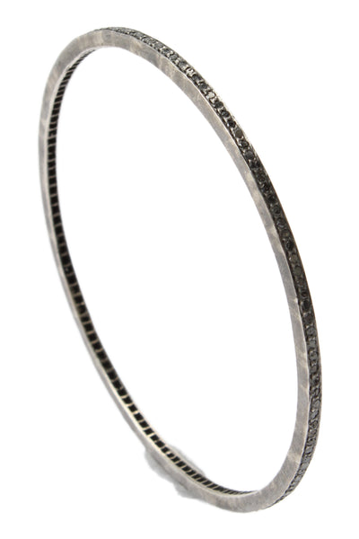 Designer Womens 925 Silver Black Diamond Bangle Bracelet 2.5" 8.4g