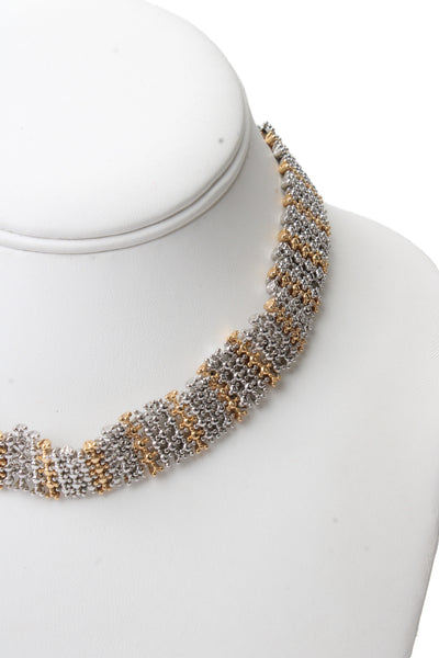 Eddie Borgo Womens Silver + Gold Plated Two-Tone Sphere Mesh Choker Necklace 15"