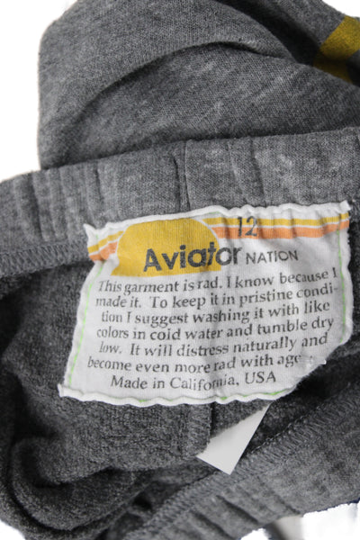 Aviator Nation Girls Elastic Waist Pull-On Sweatpants Gray Size 12