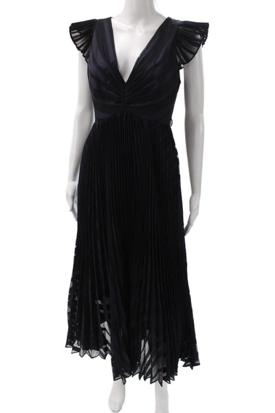Zimmermann Womens Fit & Flare Black Striped V-Neck Short Sleeve Dress Size 1
