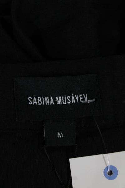 Sabina Musayev Womens Black Dress Pants Button Closure Minimalist Size M