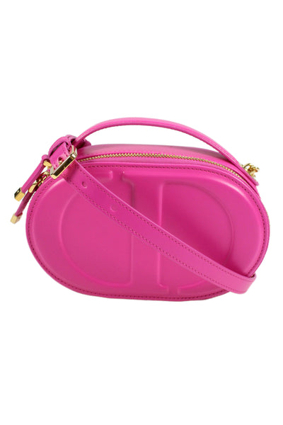 Christian Dior Womens Calfskin CD Signature Oval Camera Crossbody Handbag Pink