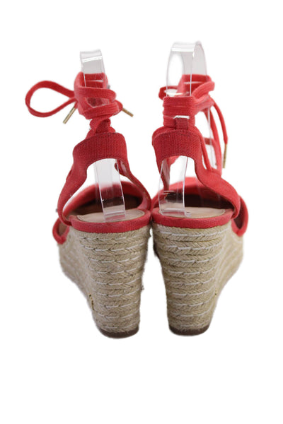 Michael Michael Kors Womens Canvas Lace Up Sandals Shoes Red Size 7M