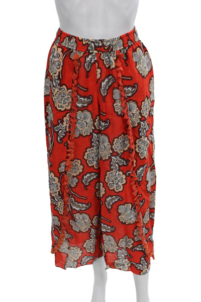 Alice + Olivia Womens Cropped Floral Silk Pants Multicolor Bohemian Size 2
