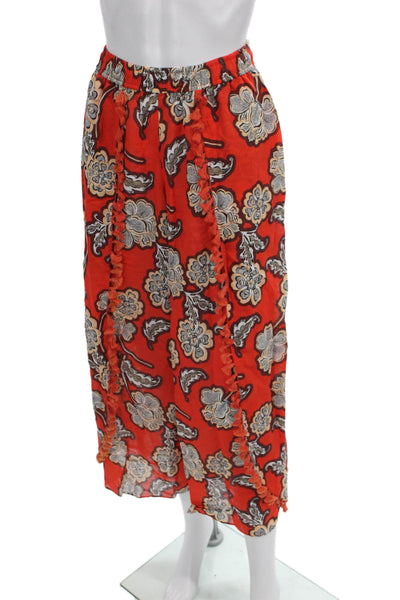 Alice + Olivia Womens Cropped Floral Silk Pants Multicolor Bohemian Size 2