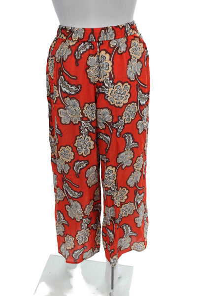 Alice + Olivia Womens Cropped Floral Silk Pants Multicolor Bohemian Size 2