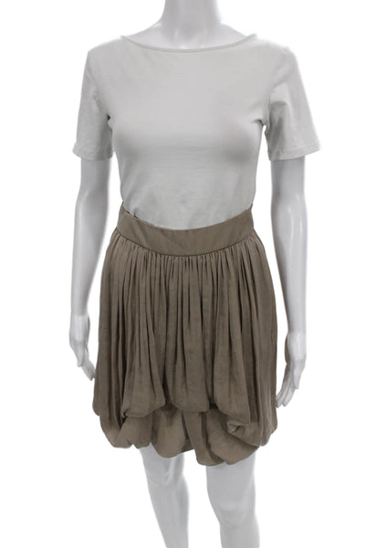 Givenchy Women Pleated Brown Mini Skirt 100% Polyester Zip Size 40