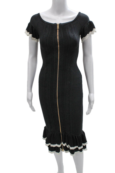 Alice McCall Womens Bodycon Dress Black Midi Short Sleeve Size 2
