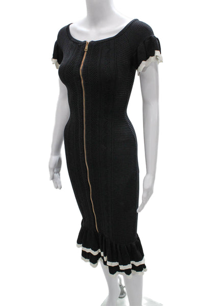 Alice McCall Womens Bodycon Dress Black Midi Short Sleeve Size 2