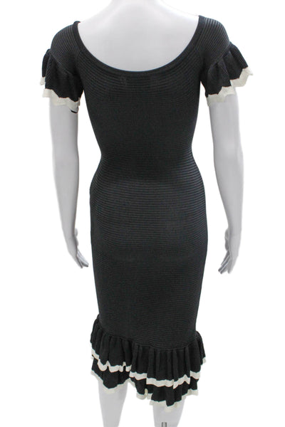 Alice McCall Womens Bodycon Dress Black Midi Short Sleeve Size 2