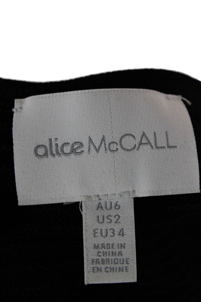 Alice McCall Womens Bodycon Dress Black Midi Short Sleeve Size 2