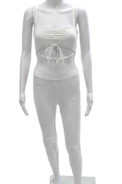 Live the Process Women White Unitard Sleeveless Supplex Petite Size S