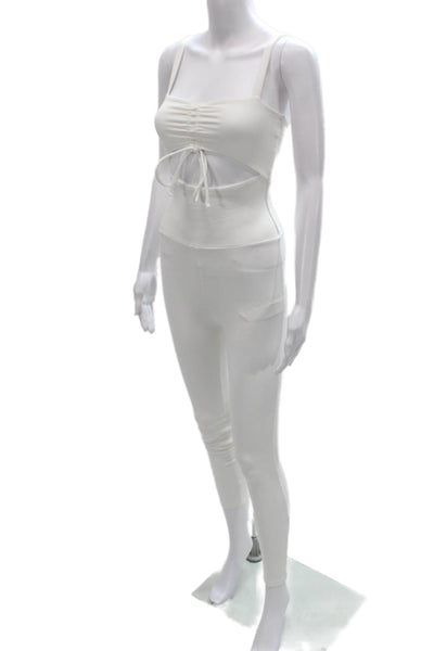 Live the Process Women White Unitard Sleeveless Supplex Petite Size S