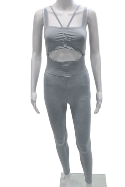 FP Movement Women Unitard Gray Square Neck Sleeveless Polyamide Size XS