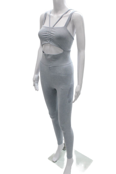 FP Movement Women Unitard Gray Square Neck Sleeveless Polyamide Size XS