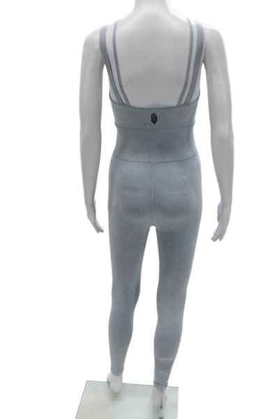FP Movement Women Unitard Gray Square Neck Sleeveless Polyamide Size XS