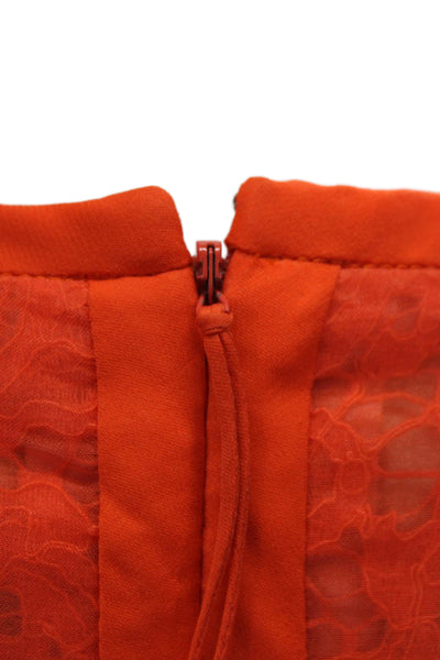 J. Mendel Womens Sheath Dress Orange V Neck Cotton Knee Length Size M